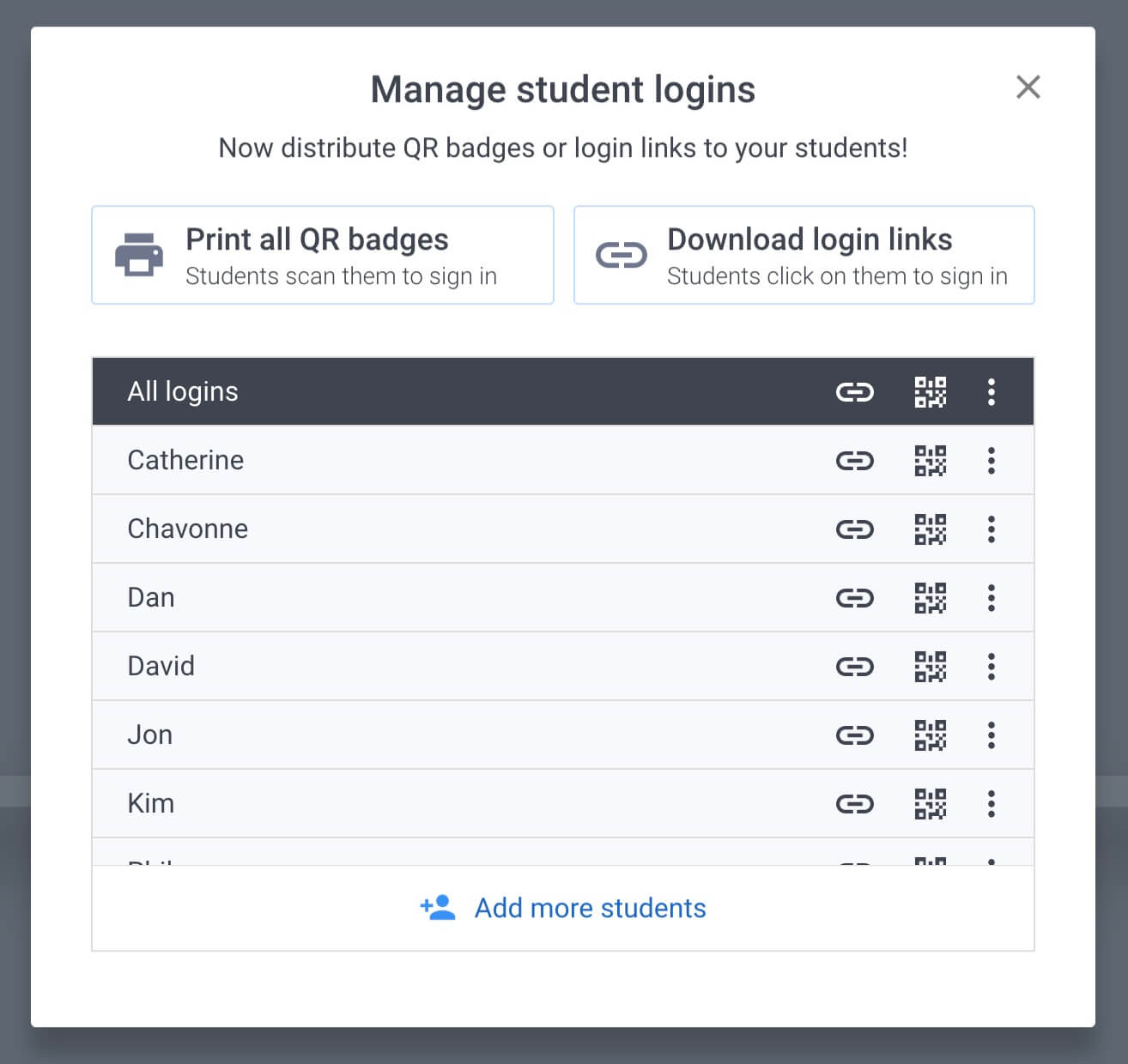 manage student logins