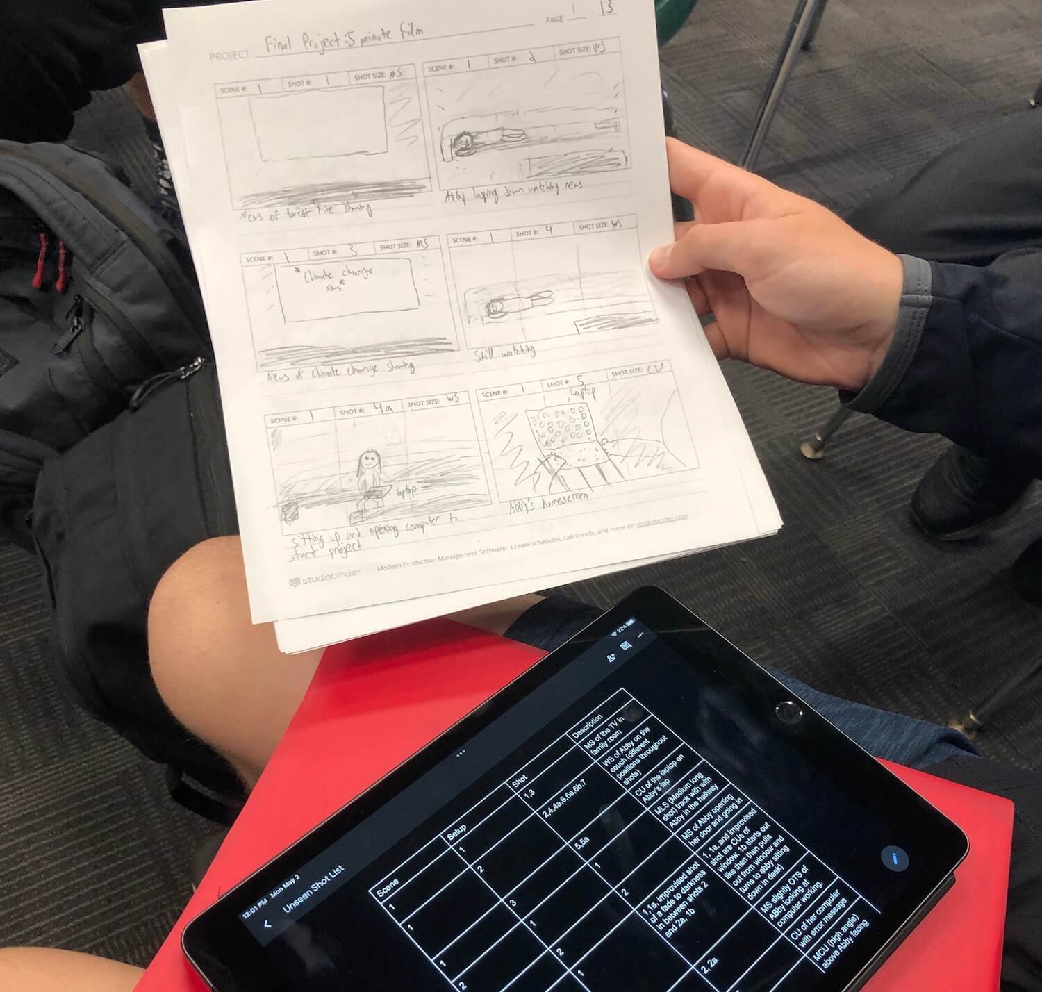 storyboard and shot list