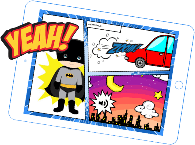 Tablet with Book Creator comic